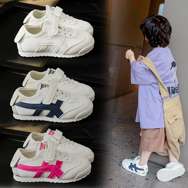 Giày Thể Thao Da Mềm Kẻ Sọc Thời Trang Cho Bé Trai và Bé Gái GAUKID-G54 - Giày Quai Dán Thuận Tiện