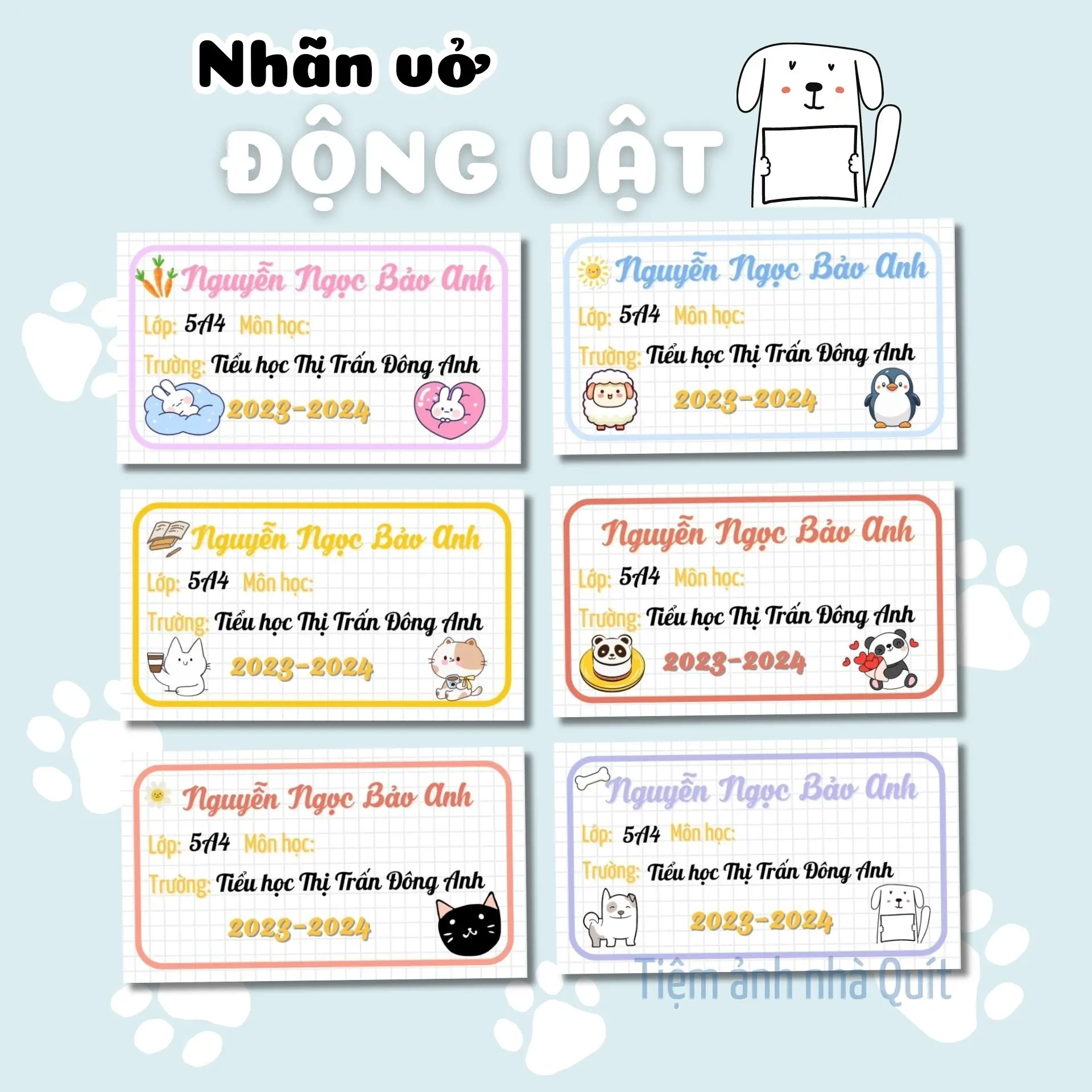 Nhãn vở thiết kế theo yêu cầu 12 chiếc