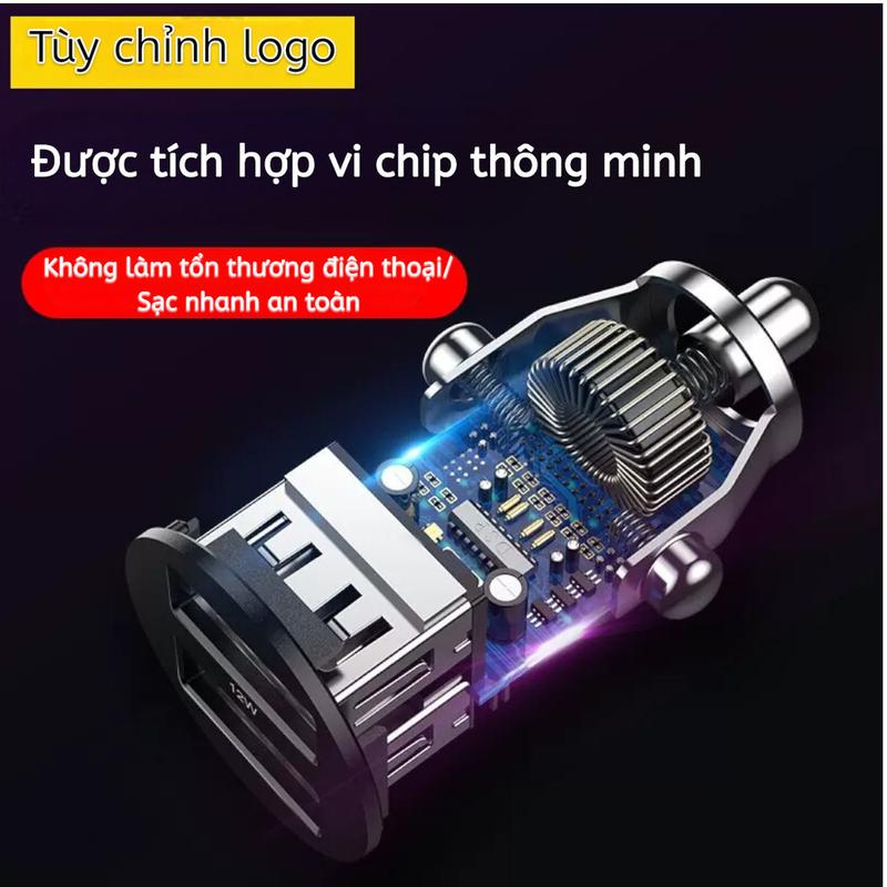 Bộ Sạc Xe Hơi Mini 2 Cổng USB, Sạc Nhanh Đa Dụng, Kèm Đầu Chuyển Đổi Cắm Nguồn, Thiết Kế Nhỏ Gọn 3