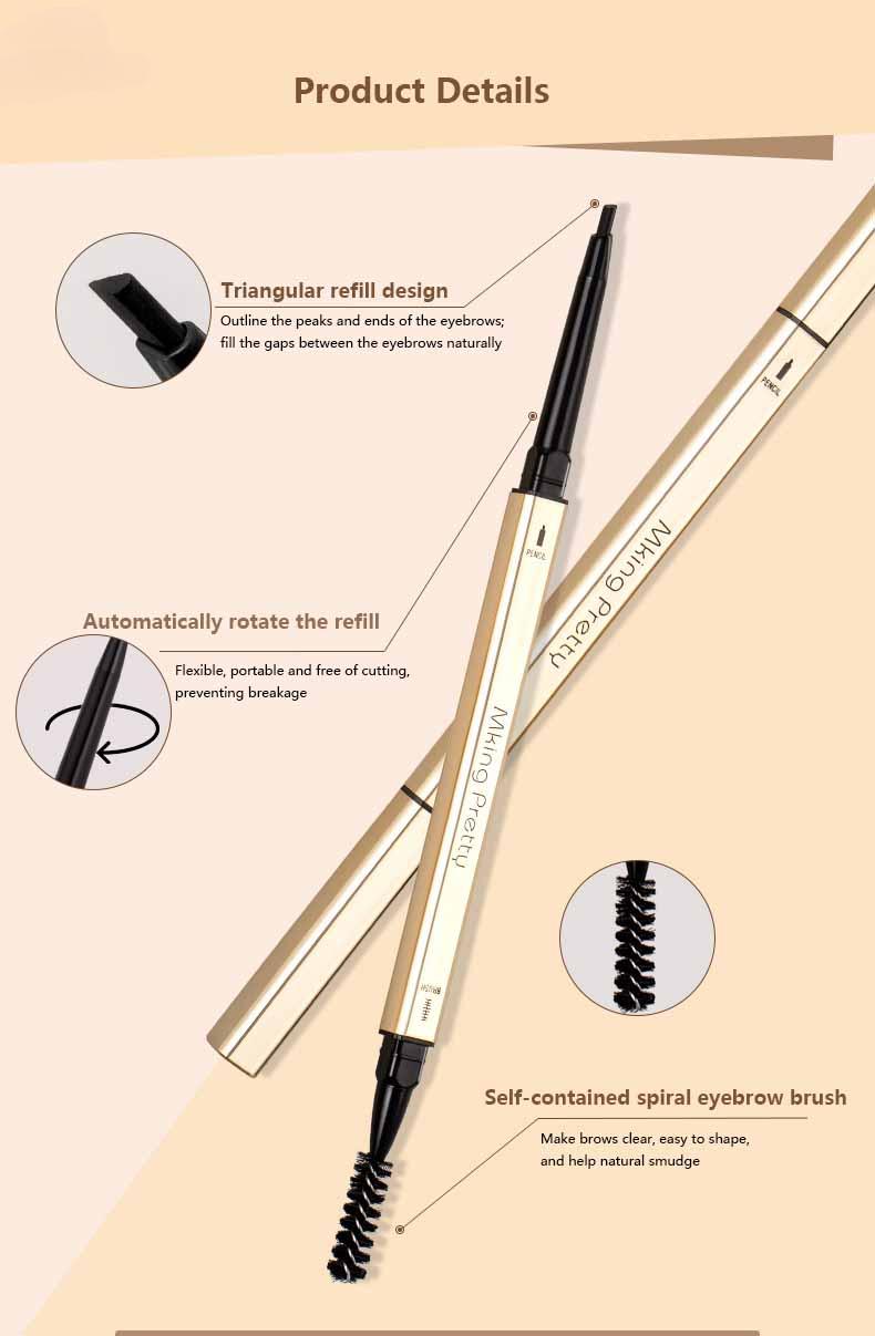 Product Introduction of Eyebrow Pencil Double Triangle Ultra-fine Head Extremely Fine Waterproof Sweat Lasting Non-depigmentation Non-smudge Natural Makeup Cosmetic 0