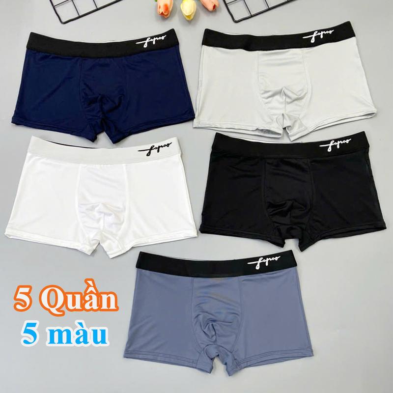  5 Quần sịp đùi chữ kí sang trọng boxer nam thun lạnh co giãn 4 chiều mềm mịn thoáng mát quần lót nam màu đen trắng xám xanh Menswear Quần Boxer 