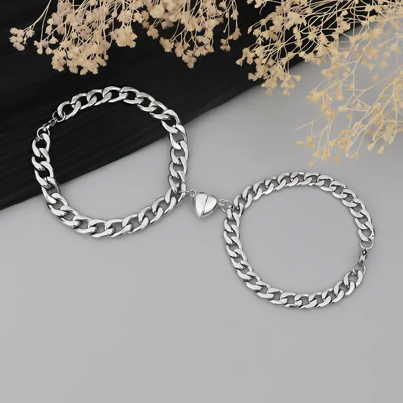 Gelang Couple Titanium Love Magnetik Desain Double Layer untuk Style Berlapis yang Romantis Bracelet