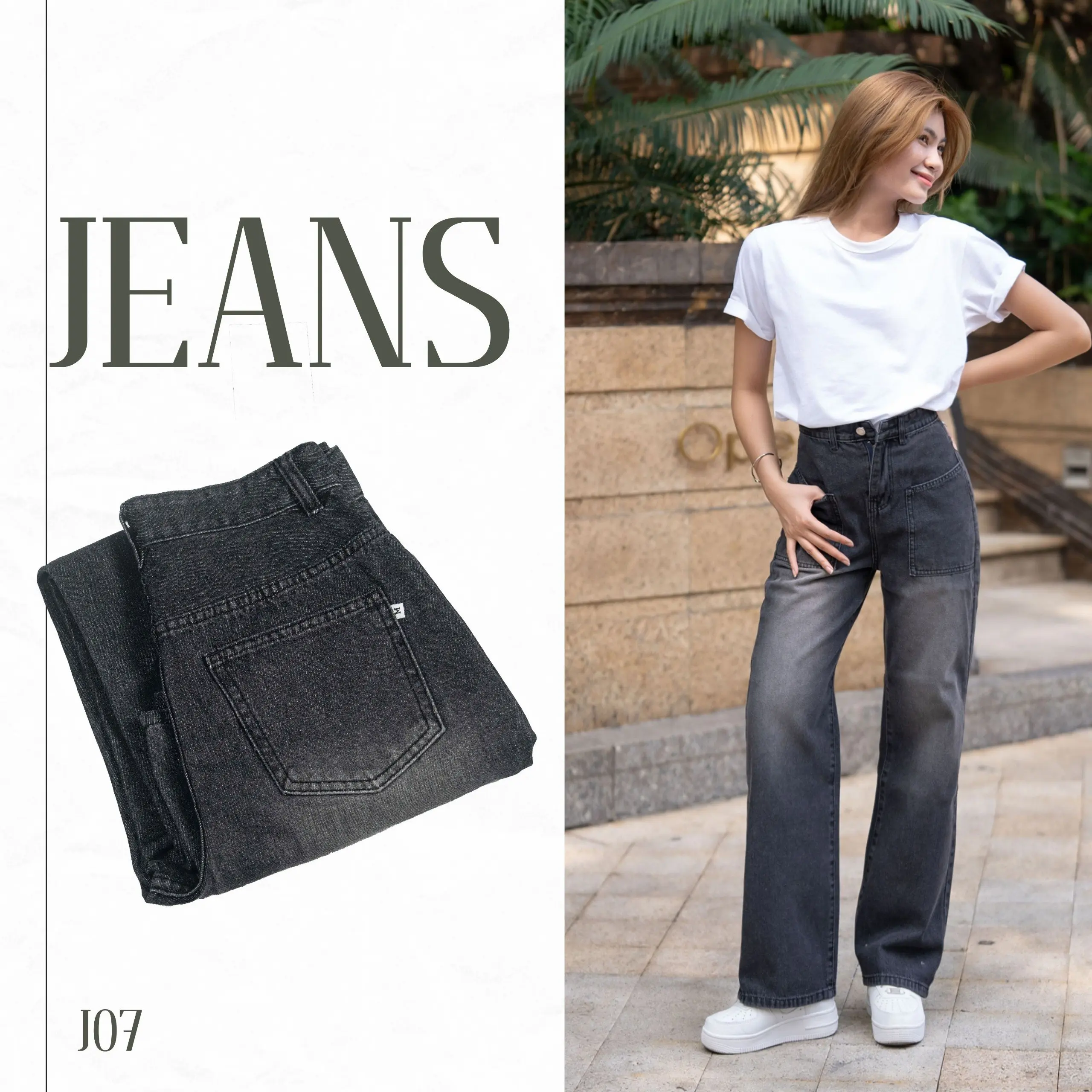 ( J - 07 ) Mẫu Quần Jean Nữ Nhã Yến Fashion , Điểm Nhấn Hai Túi Trước Chất Vải Cotton Mịn Dài 103 Cm (S-XXL) Nữ Women Pants