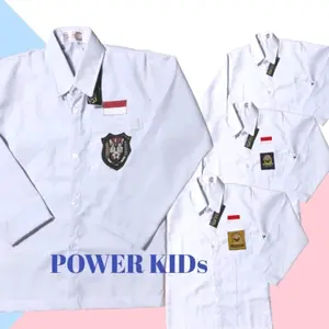 Baju seragam sekolah lengan panjang tanpa kancing lengan