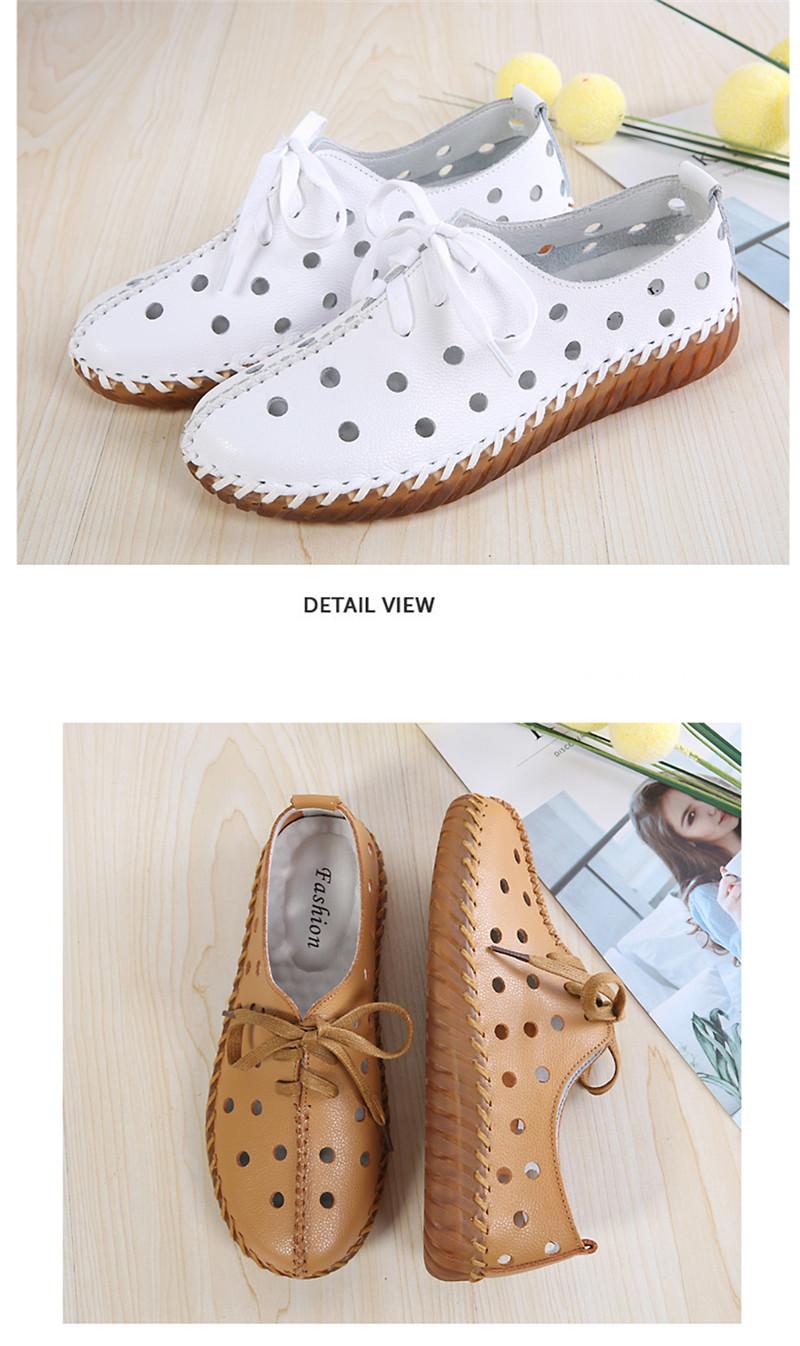 Product Introduction of Leather hand stitched single shoes Soft soled mother shoes lace-up retro fashion casual shoes flat women's shoes 19
