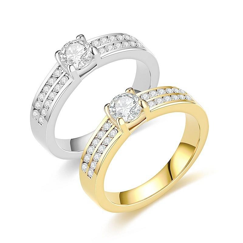 Nhẫn Thép Không Gỉ, 6mm, Hai Hàng Zircon, Phong Cách Cổ Điển Nhẫn Nữ, Thương Hiệu Thời Trang, Chất Liệu Thép Titan. 1