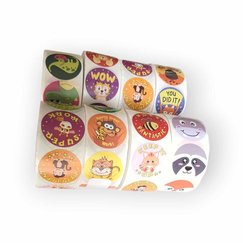 Sticker nhãn dán tròn khen thưởng TRAZ Học sinh tiểu học nhãn dán đầy cảm hứng nhãn dán động vật dễ thương 6