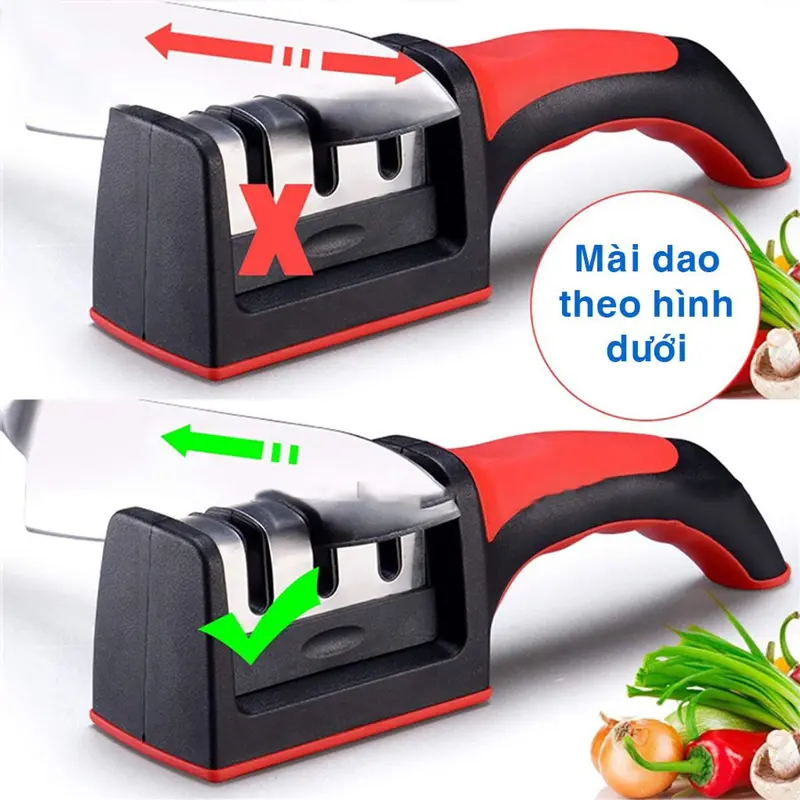 Dụng cụ mài dao kéo cầm tay 3 rãnh giúp giao luôn sắt bén, Đồ mài dao kéo đa năng cắt thái nhẹ nhàng không dùng lực 6
