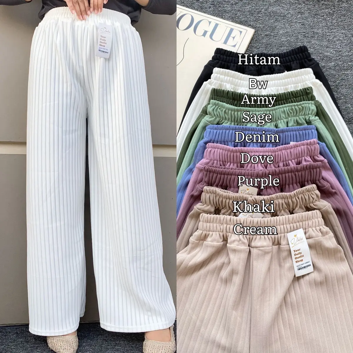 Kulot Hornet Knit Standar Premium Wanita Panjang Celana Basic Karet Bawahan Dewasa Casual