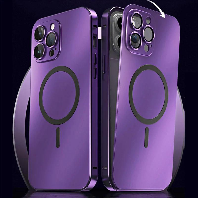 Ốp Nam Châm Khung Kim Loại Nhôm Chụp Một Mặt Dành Cho iPhone 12 13 14 15 16 Pro Max Tương Thích Với Sạc Không Dây Magsafe Ốp Kính Ống Kính PC Ốp Bảng Điều Khiển 
