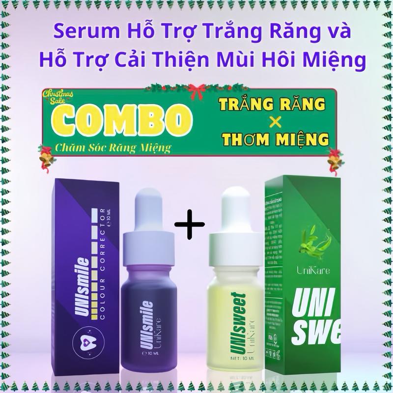 [COMBO 2 Lọ] SERUM Đánh răng Hỗ Trợ Cải Thiện Mùi Hôi Miệng Và Hỗ Trợ Trắng Sáng Răng Ố Vàng UNISWEET + UNISMILE 10ml*2 - UNIKARE Women serum  siêu smile 1