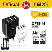 Gambar Rexi CF31-Mx / CF31-Cx Charger 3 Port USB Fast Charge 3.1A with Cable - CF31-Cx Type-C dari Liem Group Kota Administrasi Jakarta Barat 1 Tokopedia