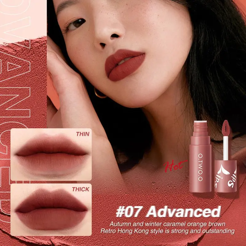 O.TWO.O Lip Mud Matte Lipstick Air Velvet Lip Glaze Long Lasting Lip Gloss 6
