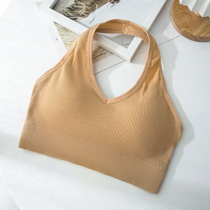 BRA519 Tanpa Kawat Tali Leher Bra Olahraga Wanita Nyaman Sport Bh 2