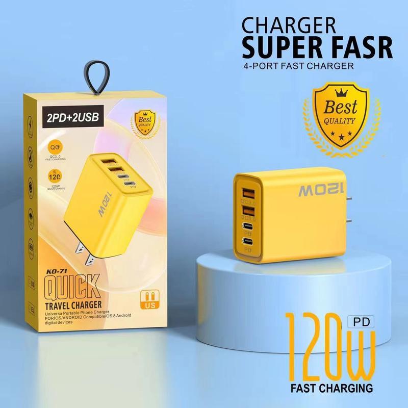 Product Introduction of Bộ sạc sạc nhanh,  USB kép + Type-C kép, Sạc nhanh PD Nhiều Cổng, Tiêu chuẩn Hoa Kỳ và Châu Âu, Tương thích với các thiết bị đầu cuối sạc Phụ Kiện Phone 120W 5