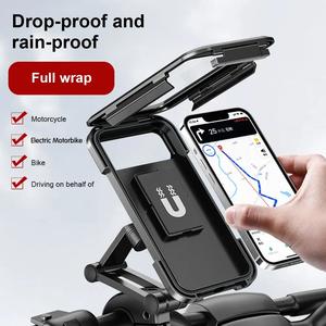 Waterproof Motorcycle Bike Mobile Phone Holder Bracket Universal Bicycle GPS Holder 360° Swivel Adjustable Electric motorcycle Cellphone Holder Screen Touch Magnetic Smartphone Mount Stand
