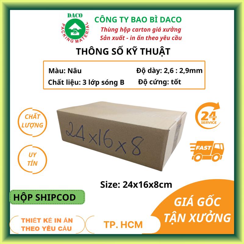 Product Introduction of DACO Hộp Carton 24x16x8 Combo 50 Hộp Giấy Đóng Hàng Quần Áo, Phụ Kiện, Thời Trang, Hộp Shipcod Gói Hàng DK241608 3