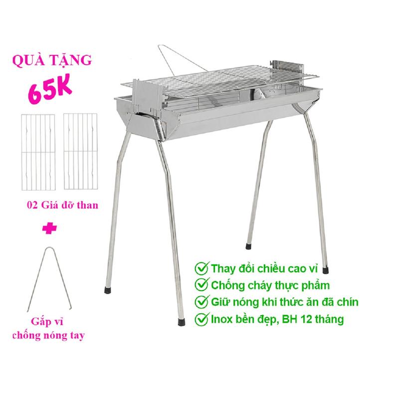  Bếp nướng than hoa cỡ lớn VCL lò nướng than inox dã ngoại gấp gọn bbq ngoài trời đứng quay thịt bếp than củi 