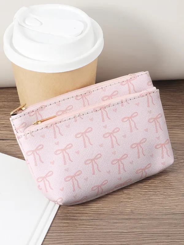 Women's Bow Pattern Short Wallet, Casual Multi Card Slot Card Holder, Minimalist Portable Multi-functional Zero Wallet, Driver's License Wallet, Card Bag 7
