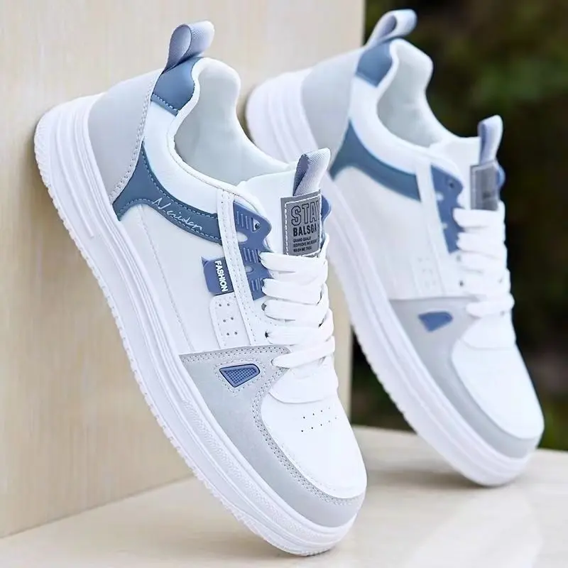 Summer Shoes Leather Men's Shoes Trendy New Soft Bottom Sports Casual Borad Shoes Versatile Men's Breathable White Shoes