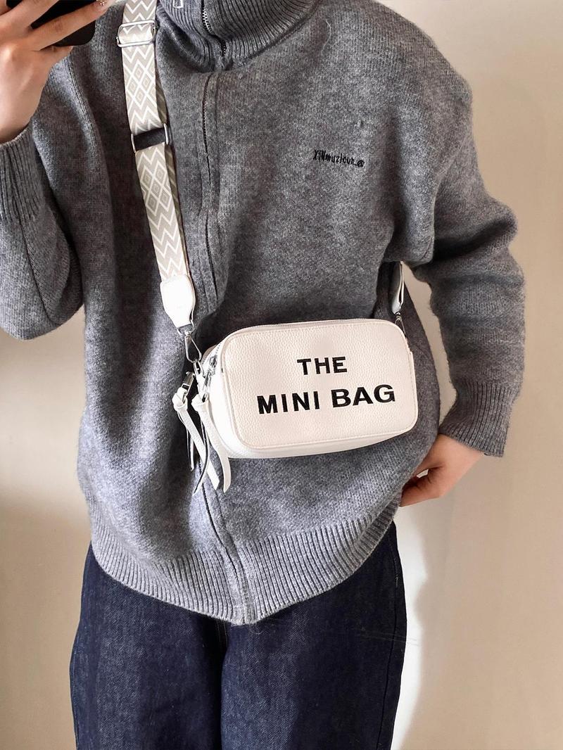 Product Introduction of Fashionable Letter Pattern Compact Crossbody Bag, Casual Versatile Zipper Beige Shoulder Bag for Women, Trendy All-match Commuter Bag for Daily Used,  Bags Crossbody, Everyday Bags 4