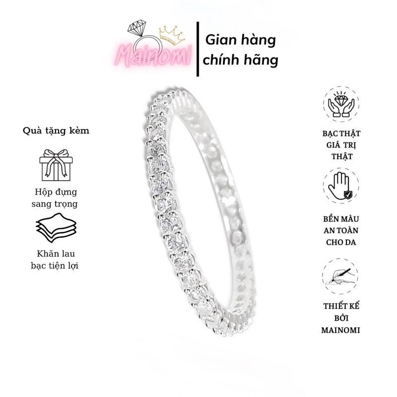 Nhẫn full 1 hàng đá bạc ta cao cấp sang xịn lấp lánh MAINOMI 0