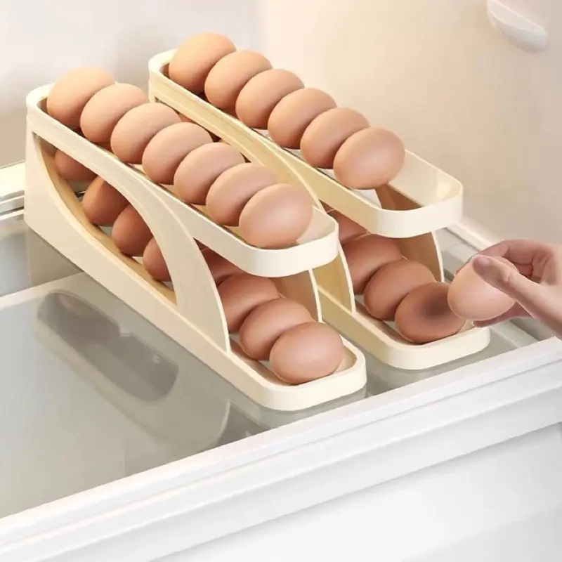 Khay đựng trứng 2 tầng rẻ đẹp, khay lấy trứng tự động thông minh 2 tầng giúp tiết kiệm không gian 4