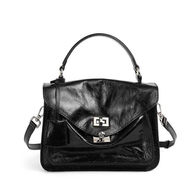 New Top Layer Cowhide High-End Commuter Large Capacity Portable Envelope Package Cambridge Satchel Shoulder Crossbody Messenger Bag Genuine Leather Women's Bag