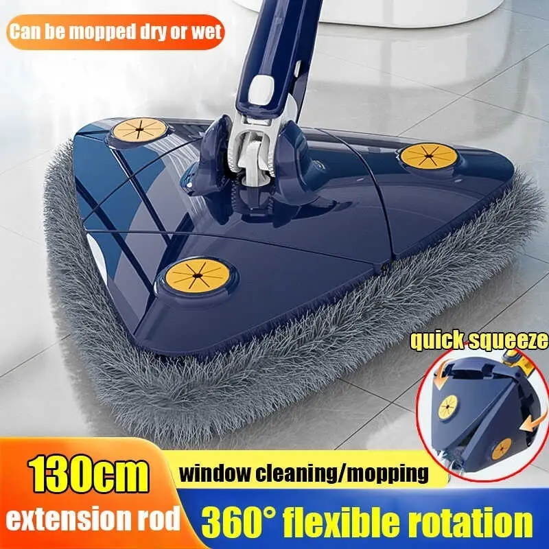Triangle Mop 360 ° Rotatable Spin Mop Floor Mop Self Wash Cleaning Mop Flat Mop Wet and dry extrusion/Dust Mop For Floor Window Microfiber Plastic Stainless Steel Cloth Hand Toilet Wall Adjustable Wipe