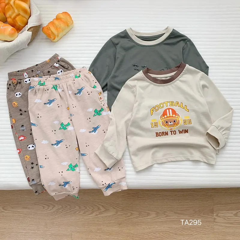 305-Bộ cotton dài tay bé trai size 80-130 (9-23kg) Vải Cotton Cho Bé 1
