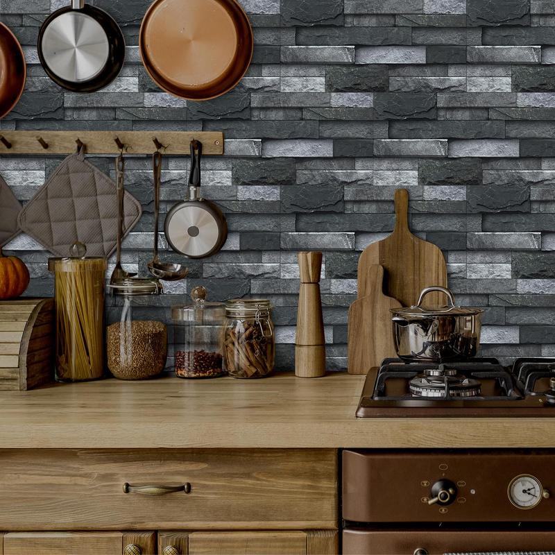 3D Brick Pattern Wallpaper Sticker, 24pcs/set Creative Modern Removable Tile Wall Sticker, Self Adhesive DIY Waterproof Wall Sticker Room Decor, Living Room, Home 2