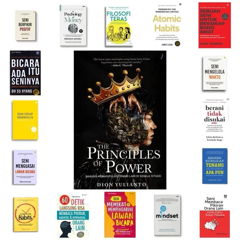 Buku Motivasi Pengembangan Diri Principles of Power - Psychology of Money - Filosofi Teras - Atomic Habits - Mindset