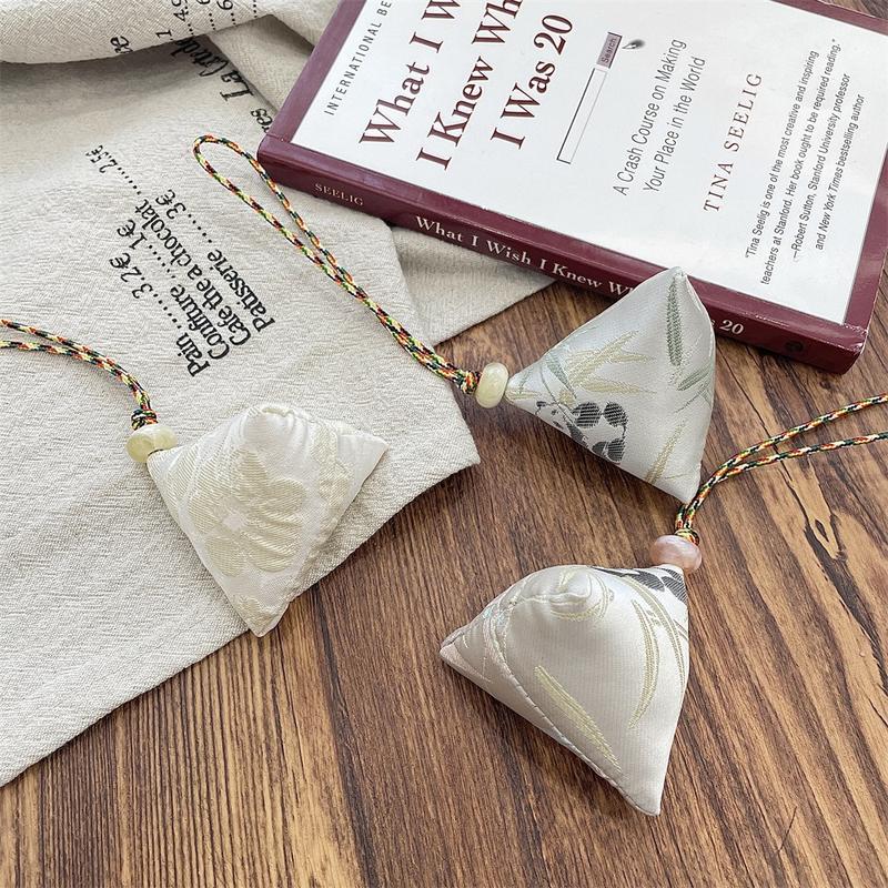 Product Introduction of Key Ring Cotton Embroidered Zongzi Pendant Linen Polyester Loong Boat Festival Gift Tang Dynasty Flower Hanfu Accessories Car Key 14