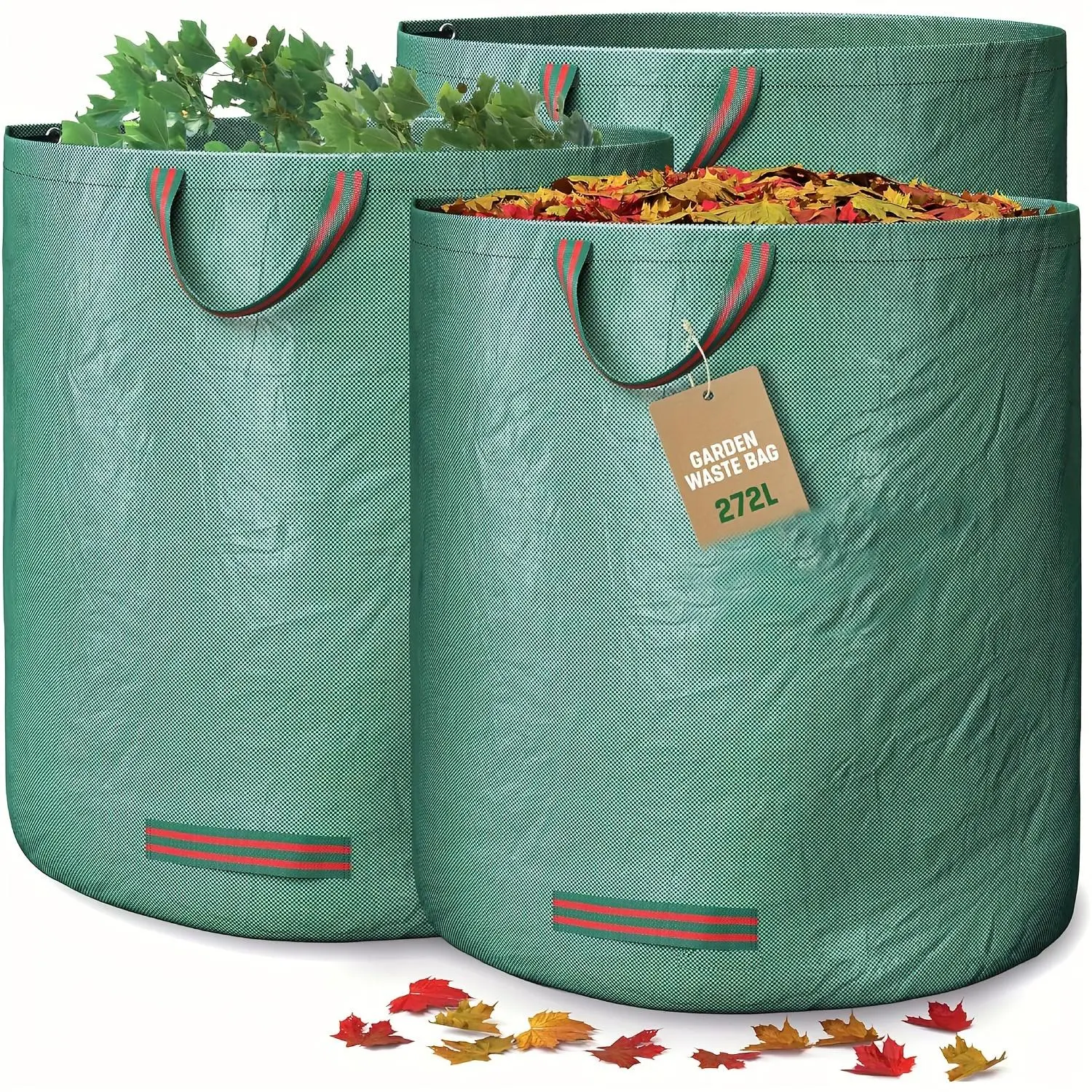 Garden Garbage Bag, 3 Counts Large Capacity Garden Garbage Bag with Handle, Reusable Garden Waste Bag for Home Garden