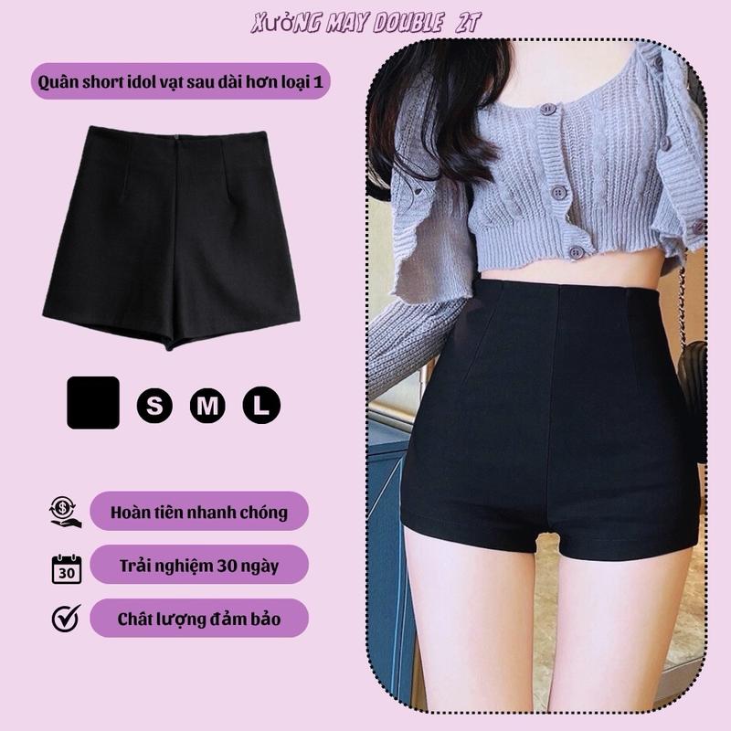  Quần short nữ idol dance  vải umi dày dặn  co giãn  khoá kéo sau Women ôm body đen ngắn 