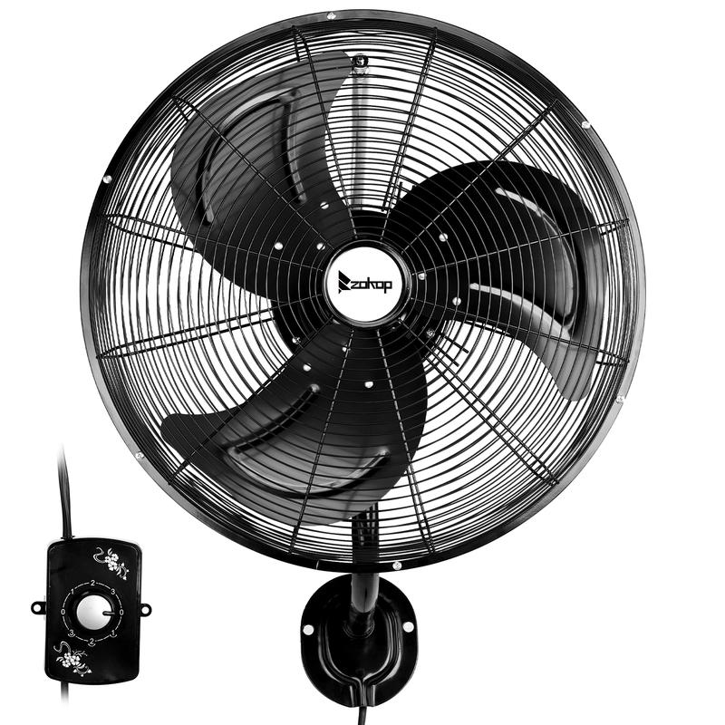 ZOKOP 18 inch Wall Mount Oscillating Fan, High Velocity 3-speed ...