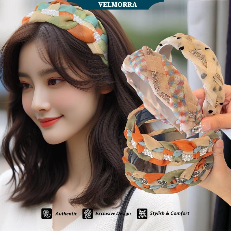 [VELMORRA] Headband Nollan Kepang Bando Korea Payet Mutiara 1