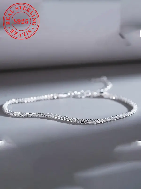 925 Sterling Silver Adjustable Link Anklet, Fashionable Anklet for Women & Girls, Trendy All-match & Exquisite Jewelry for Birthday Gift 5