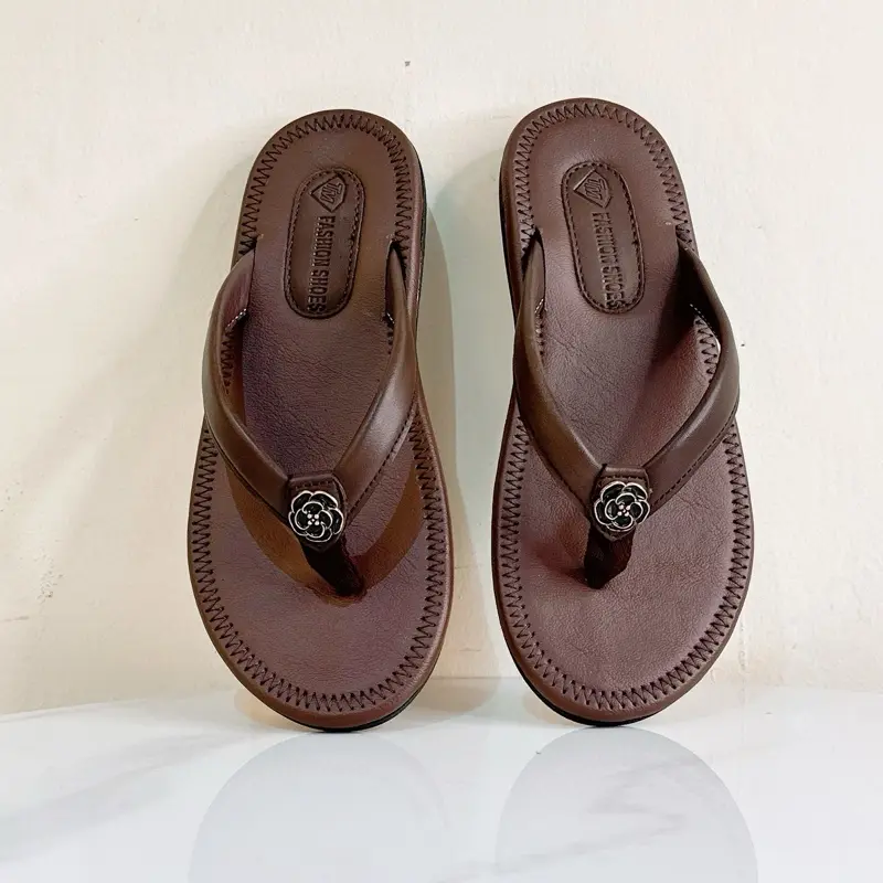 Giày dép trà my - Dép kẹp da  khóa bông - size 36-40- phong cách trẻ trung, đơn giản , thanh lịch 1