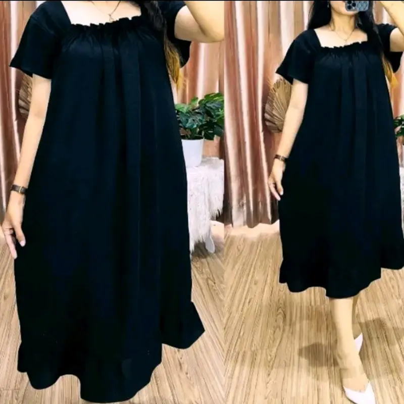 Daster Fuji Kerah Gantung Bahan Cringkel Polos Airflow Cantik Crinkle Dress Kain 4