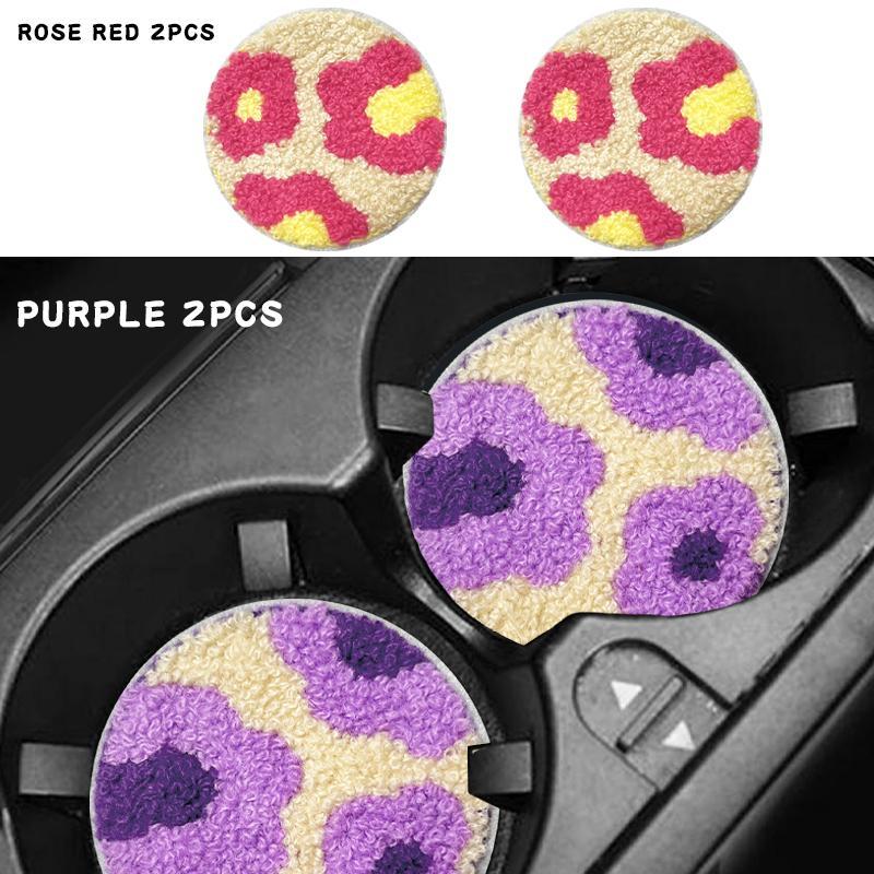 Flower Design Dirt-proof Car Coaster, Non-slip Heat Insulation Car Cup Mat, Car Interior Insulated Decoration Accessories 2