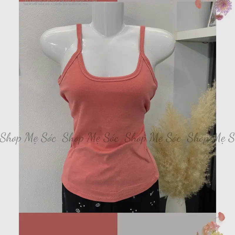Áo hai dây nữ bản nhỏ , chất Cotton trơn bassic, chất mát lạnh cho nữ co giãn 4