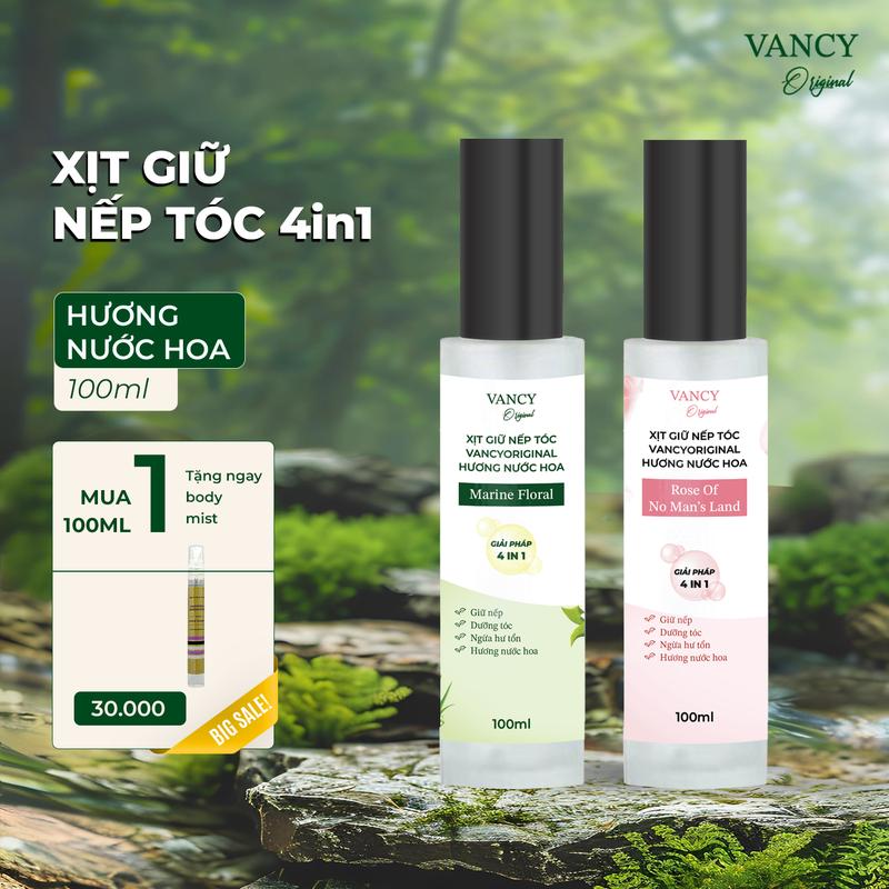 Xịt giữ nếp tóc mềm VANCYORIGINAL 4 trong 1 hỗ trợ giữ nếp mềm, dưỡng và phục hồi tóc dưới tác động của nhiệt, hương nước hoa