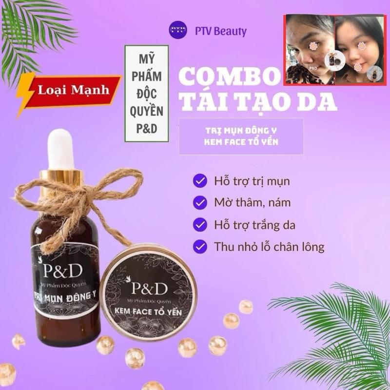 [Freeship] Bộ đôi Tái Tạo Da P&D Loại Mạnh ( Serum Tái Tạo Đông Y, Kem Face Tổ Yến) mụ kemtai tao nam thuôc bắc thuốc trị thuoc tri chấm mụn