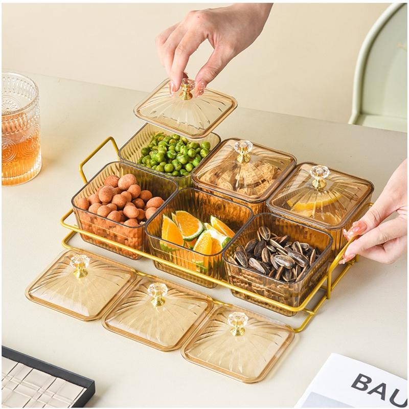 Khay mứt tết 6 hũ Hot 2025 Bằng Nhựa Mica Cao Cấp, Khay Đựng Bánh Kẹo, Hoa Quả Trang Trí Ngày Tết Sang Trọng
