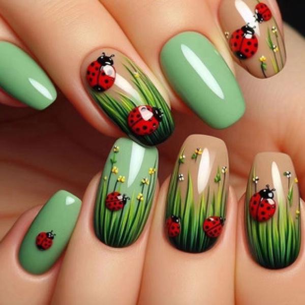 Product Introduction of Mid-Length Ballet Nail Ice Transparent Pink Creamy Green Color Matching Nail Sticker Wear Nail Wholesale Finished Product 24 Pieces Nails 5