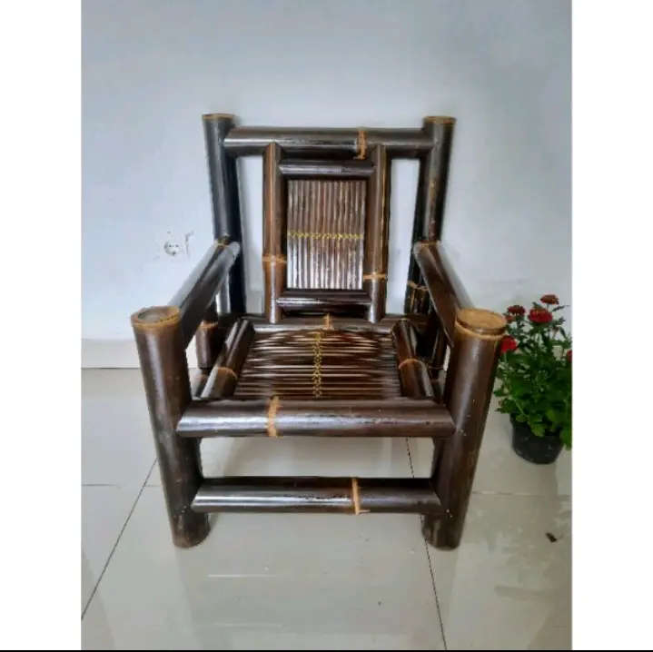 kursi bambu hitam kursi tamu klasik ukuran 75x56x57cm (BONUS SABUN MANDI) 3