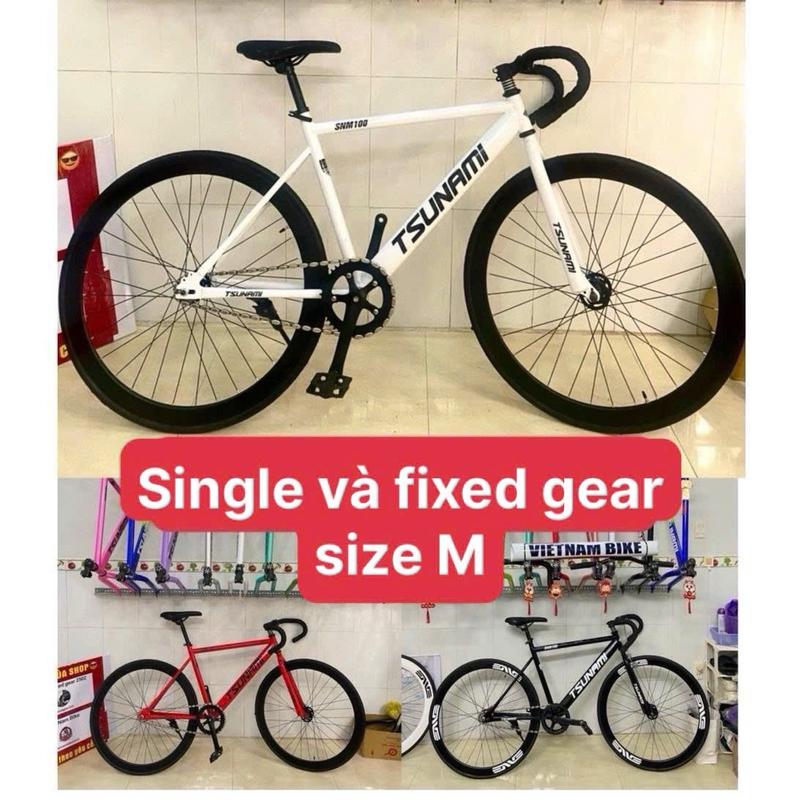 Xe đạp thể thao fixed gear và single tsunami SNM100 custom khung hợp kim thép đủ màu( kèm strap và đồ lắp)