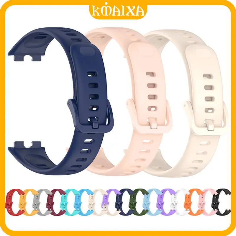 Rubber Strap for Huawei Band 10 9 8 Strap Soft Breathable Sport Silicone Adjustable Replacement Bracelet Belt Band Wristband Watchband Accessories Tali Jam Tangan Smartwatch for Huawei Band 10 9 8 NFC
