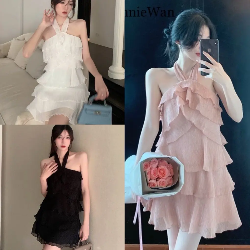 váy 2 dây cổ yếm nhiều tầng dáng xoè chất voan tơ nên cúp ngực, Đầm dự tiệc thiết kế đi chơi đi biển sang chảnh hàn quốc, SUKA SHOP